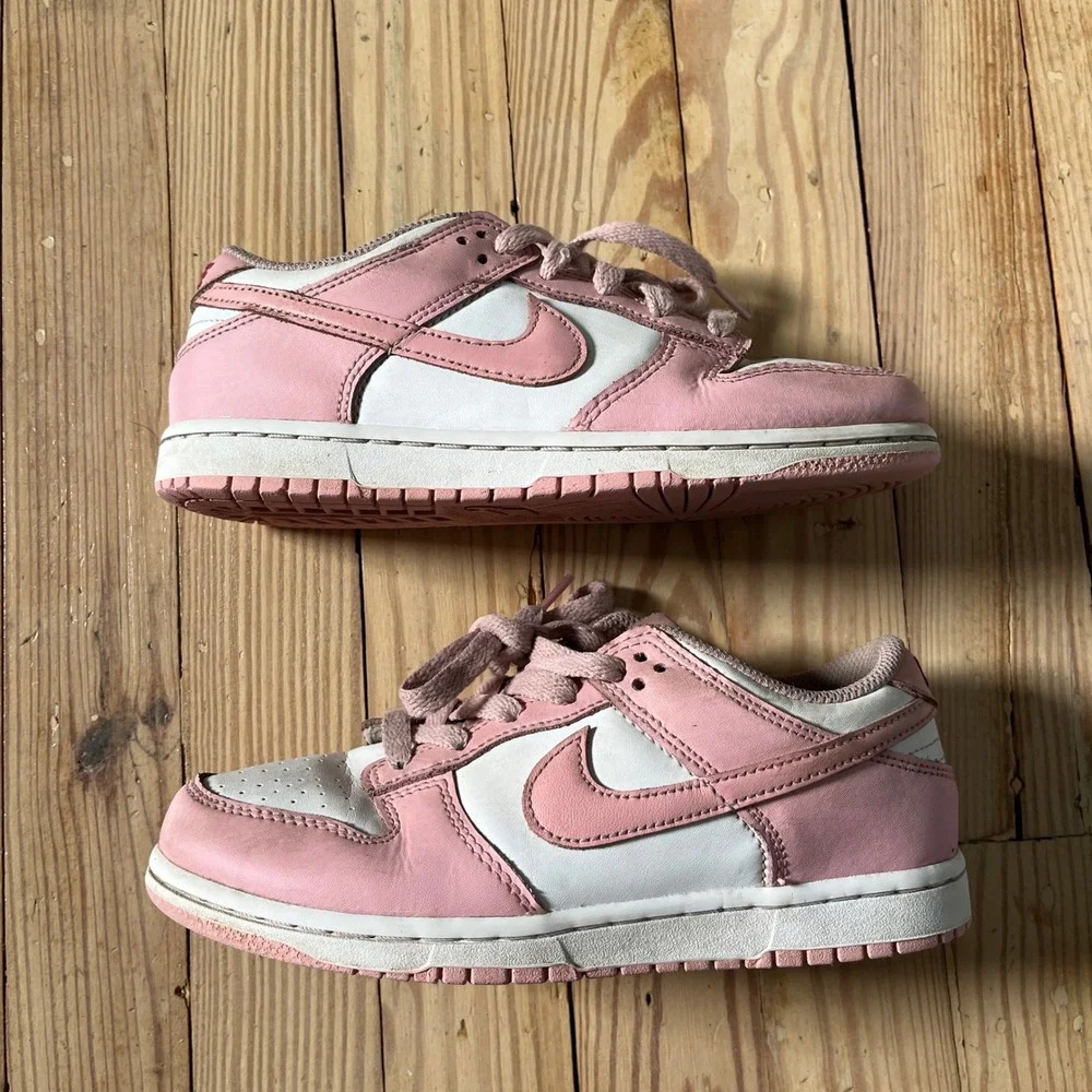 Nike Dunk Low Kids Size 3Y Pink White Leather Low Top Sneakers HV0930-100